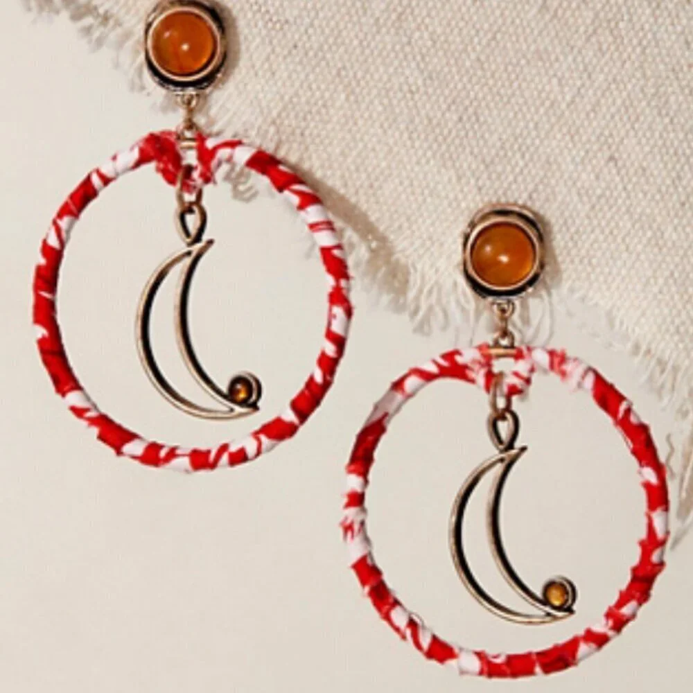NWT Free People Time Will Tell Earrings in Red